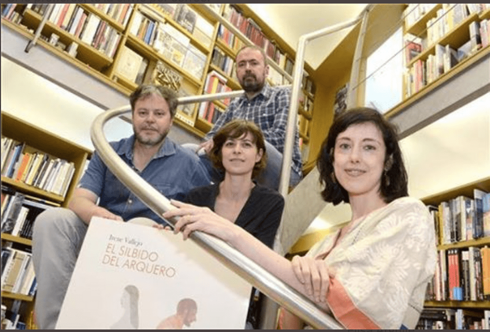 Alfonso Castán, Francisco Muñiz, Irene Vallejo y la ilustradora Elisa Arguilé.
